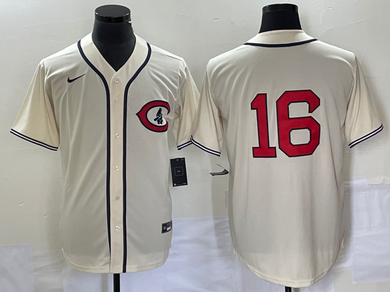 Men's Chicago Cubs Patrick Wisdom #16 Cream Player Name jersey