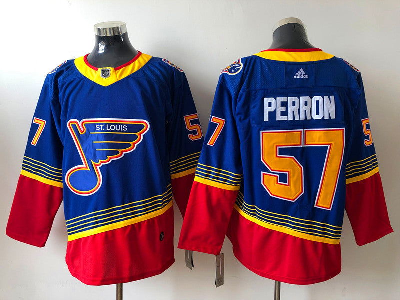 Men's St. Louis Blues David Perron #57 Blue Breakaway Player Jersey1