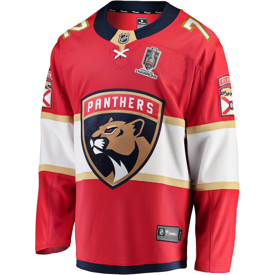 Sergei Bobrovsky Florida Panthers   Home 2024 Stanley Cup Champions Breakaway  Jersey Red