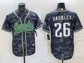 Men's Philadelphia Eagles Saquon Barkley #26 Grey Camouflage Game jersey Joint Edition