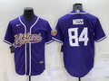 Men's Minnesota Vikings Randy Moss #84 Purple Game jersey Joint Edition