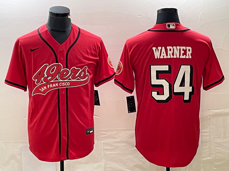 Men's San Francisco 49ers Fred Warner #54 Red Game jersey Joint Edition