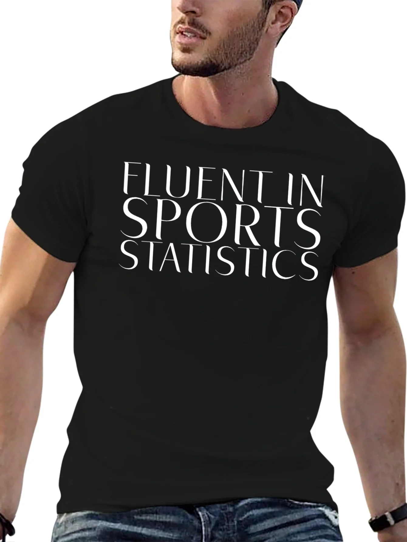 Fluent in Sports Statistics Black T-Shirt